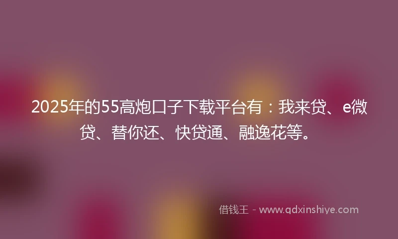 2025年的55高炮口子下载平台有：我来贷、e微贷、替你还、快贷通、融逸花等。