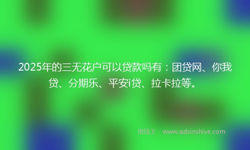 2025年的三无花户可以贷款吗有：团贷网、你我贷、分期乐、平安i贷、拉卡拉等。