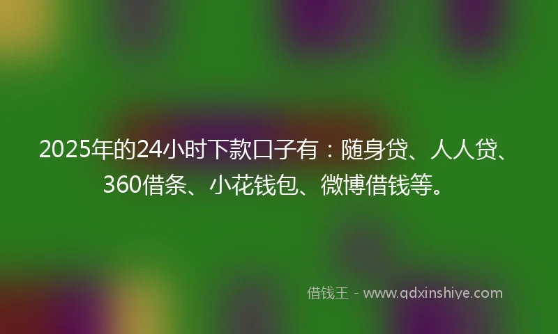 2025年的24小时下款口子有：随身贷、人人贷、360借条、小花钱包、微博借钱等。