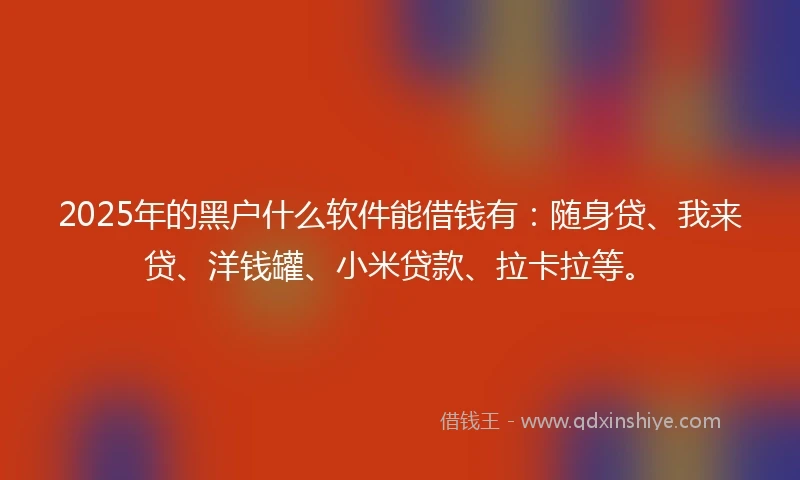 2025年的黑户什么软件能借钱有:随身贷、我来贷、洋钱罐、小米贷款、拉卡拉等。