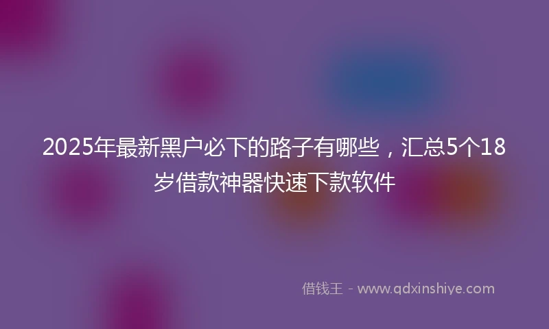 2025年最新黑户必下的路子有哪些，汇总5个18岁借款神器快速下款软件