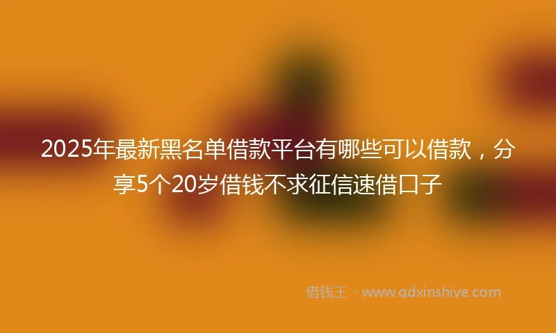 2025年最新黑名单借款平台有哪些可以借款，分享5个20岁借钱不求征信速借口子