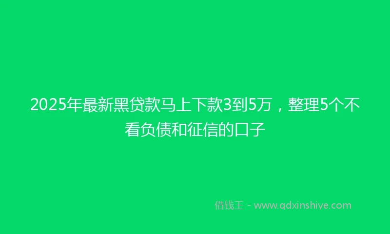 2025年最新黑贷款马上下款3到5万，整理5个不看负债和征信的口子