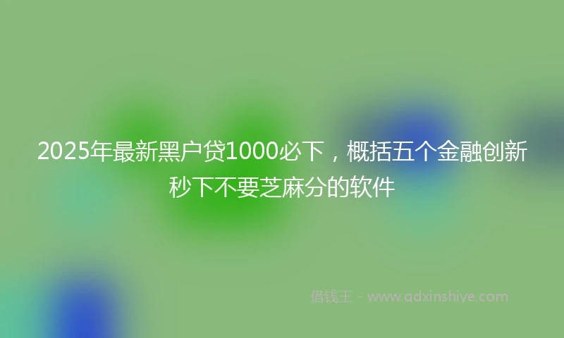 2025年最新黑户贷1000必下，概括五个金融创新秒下不要芝麻分的软件