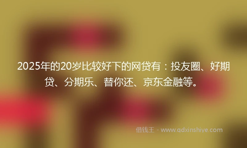 2025年的20岁比较好下的网贷有：投友圈、好期贷、分期乐、替你还、京东金融等。