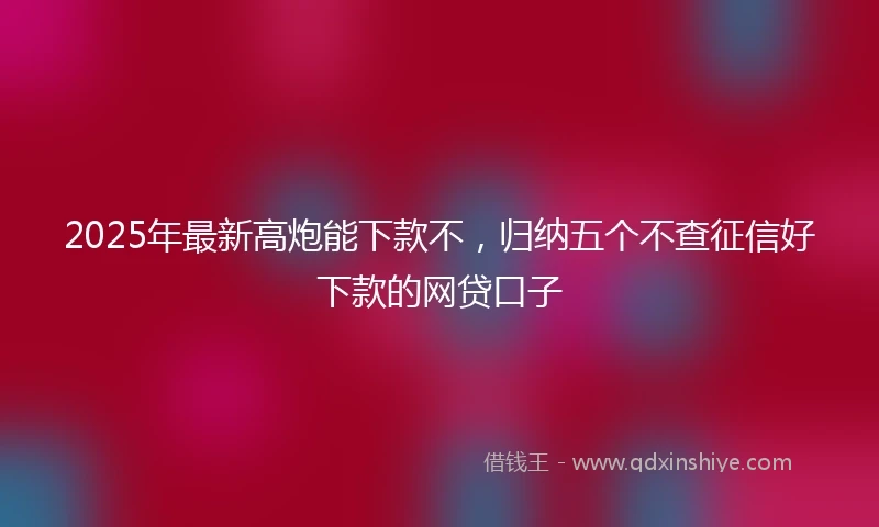 2025年最新高炮能下款不，归纳五个不查征信好下款的网贷口子