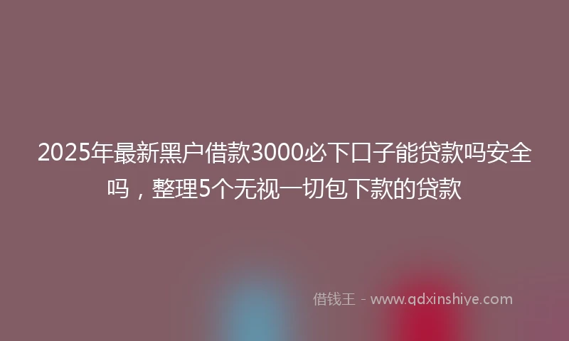2025年最新黑户借款3000必下口子能贷款吗安全吗，整理5个无视一切包下款的贷款