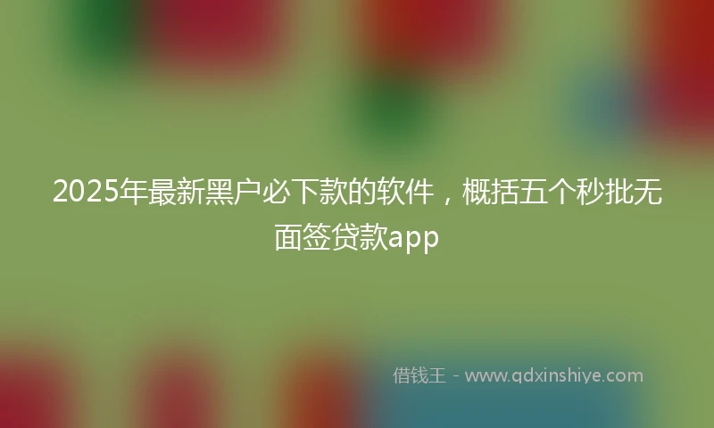 2025年最新黑户必下款的软件，概括五个秒批无面签贷款app