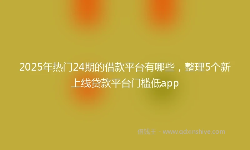 2025年热门24期的借款平台有哪些，整理5个新上线贷款平台门槛低app