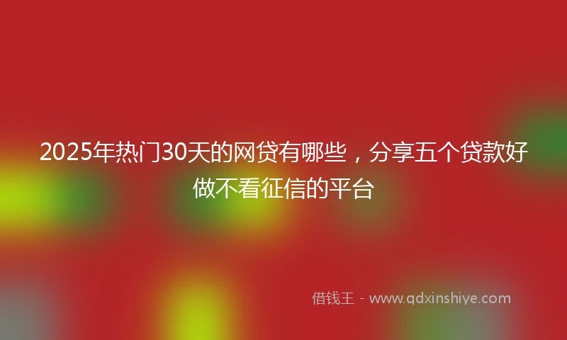 2025年热门30天的网贷有哪些，分享五个贷款好做不看征信的平台