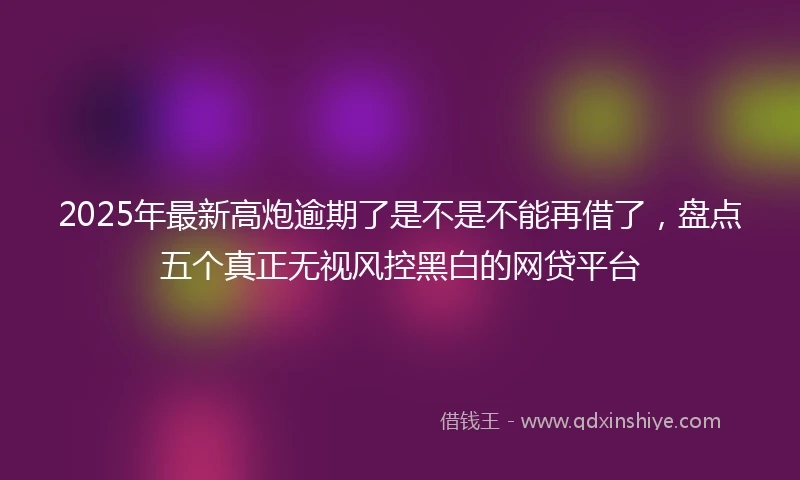 2025年最新高炮逾期了是不是不能再借了，盘点五个真正无视风控黑白的网贷平台