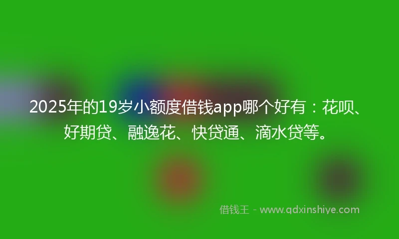 2025年的19岁小额度借钱app哪个好有:花呗、好期贷、融逸花、快贷通、滴水贷等。