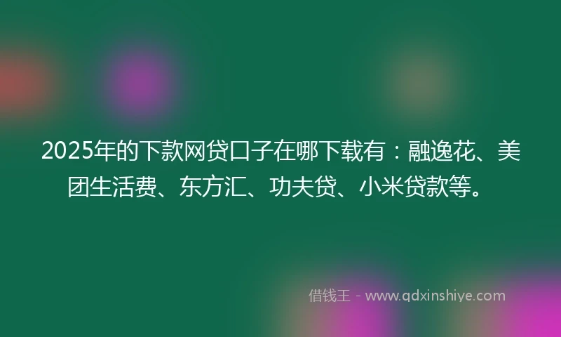 2025年的下款网贷口子在哪下载有：融逸花、美团生活费、东方汇、功夫贷、小米贷款等。