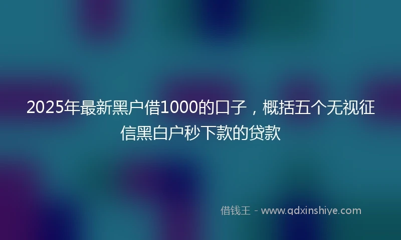 2025年最新黑户借1000的口子，概括五个无视征信黑白户秒下款的贷款