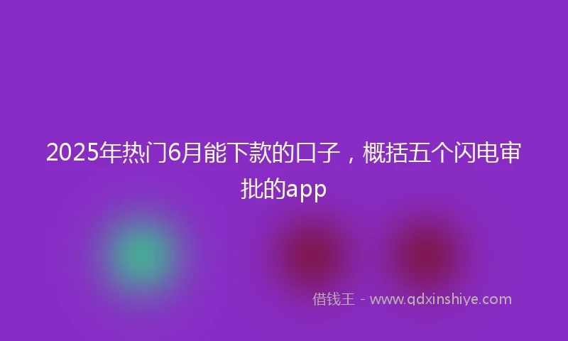 2025年热门6月能下款的口子，概括五个闪电审批的app