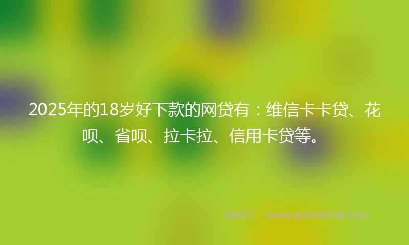 2025年的18岁好下款的网贷有：维信卡卡贷、花呗、省呗、拉卡拉、信用卡贷等。