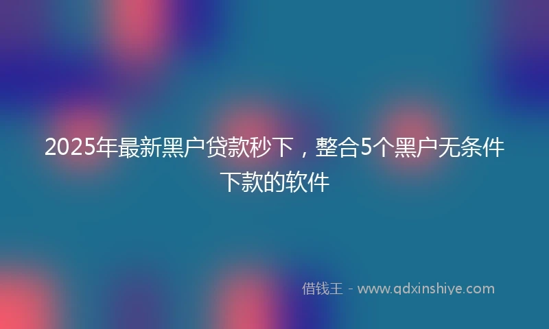 2025年最新黑户贷款秒下，整合5个黑户无条件下款的软件