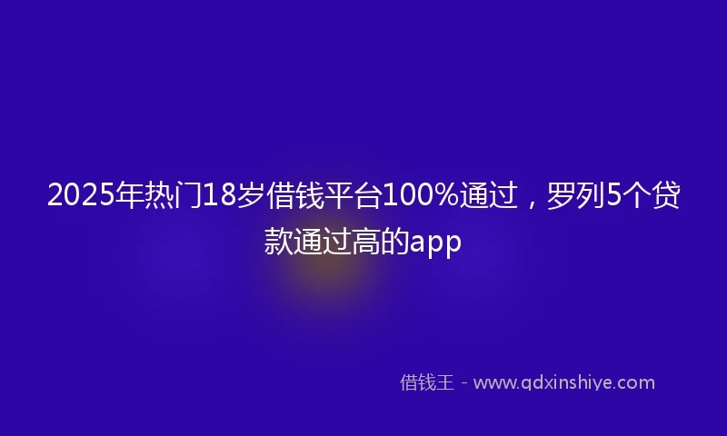 2025年热门18岁借钱平台100%通过，罗列5个贷款通过高的app