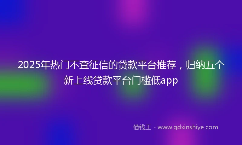 2025年热门不查征信的贷款平台推荐,归纳五个新上线贷款平台门槛低app
