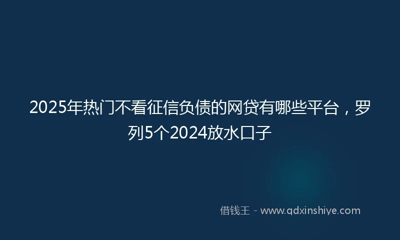 2025年热门不看征信负债的网贷有哪些平台，罗列5个2024放水口子