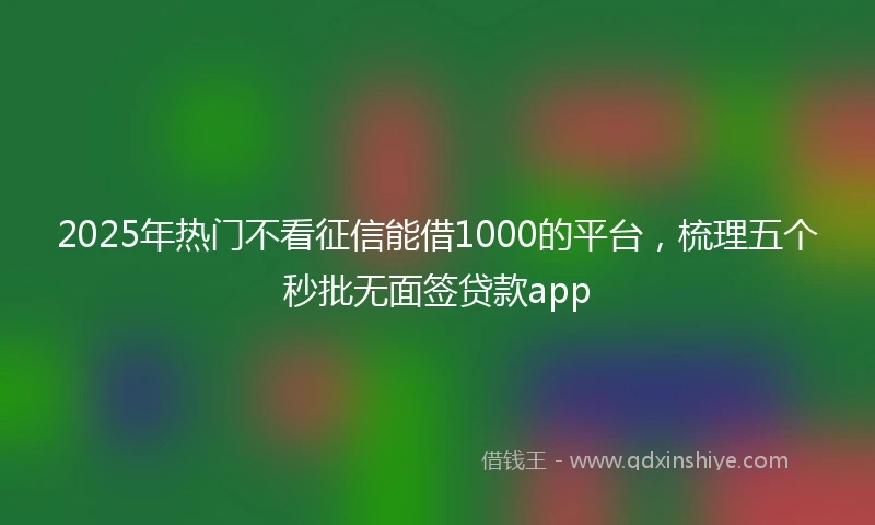 2025年热门不看征信能借1000的平台,梳理五个秒批无面签贷款app