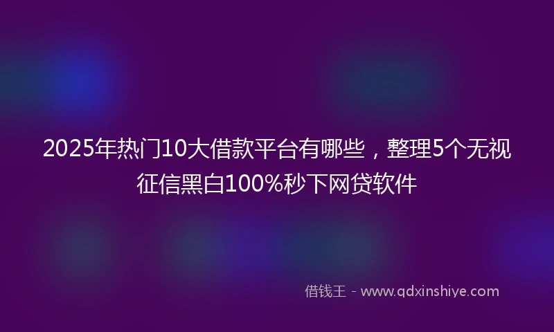 2025年热门10大借款平台有哪些，整理5个无视征信黑白100%秒下网贷软件