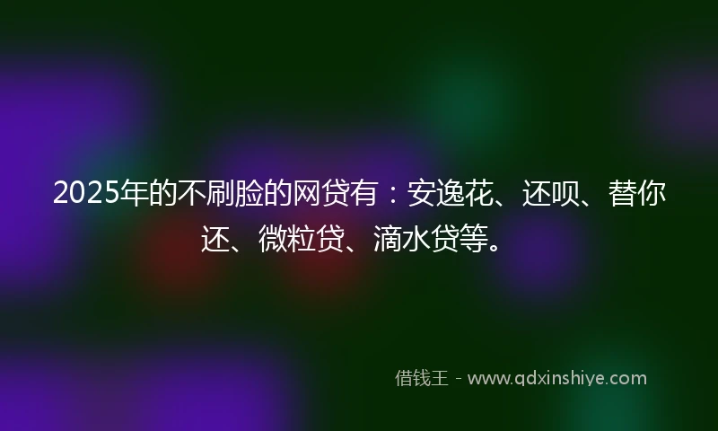 2025年的不刷脸的网贷有：安逸花、还呗、替你还、微粒贷、滴水贷等。