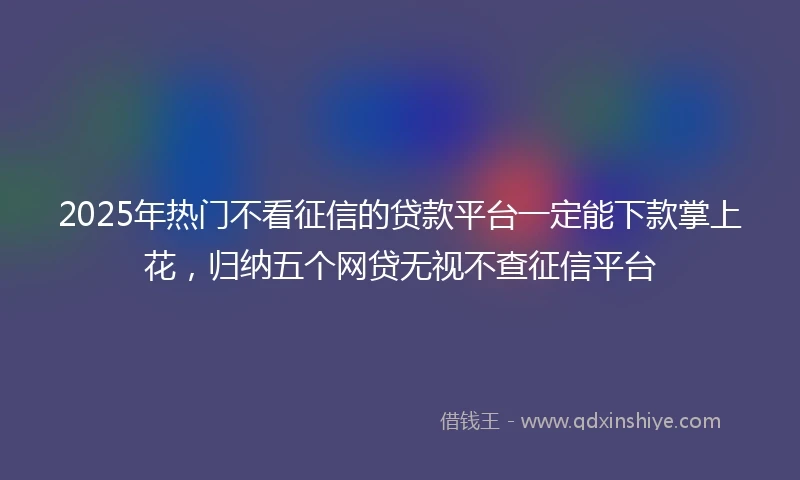 2025年热门不看征信的贷款平台一定能下款掌上花，归纳五个网贷无视不查征信平台