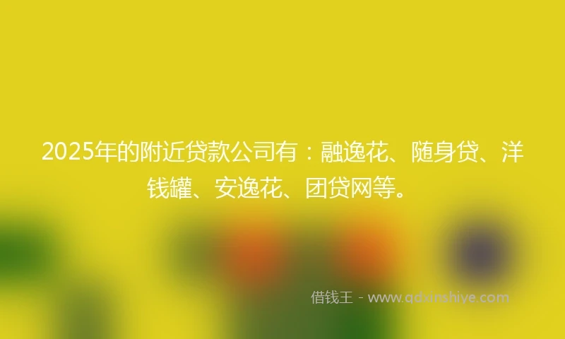 2025年的附近贷款公司有：融逸花、随身贷、洋钱罐、安逸花、团贷网等。