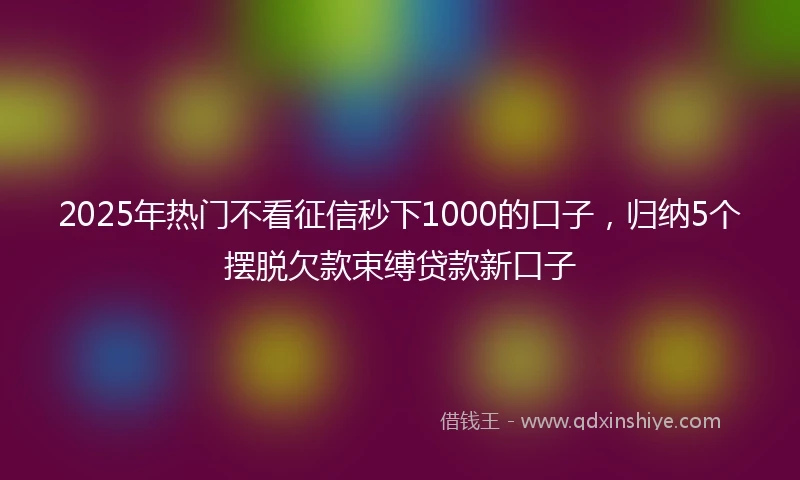 2025年热门不看征信秒下1000的口子，归纳5个摆脱欠款束缚贷款新口子
