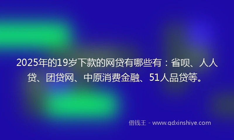 2025年的19岁下款的网贷有哪些有：省呗、人人贷、团贷网、中原消费金融、51人品贷等。