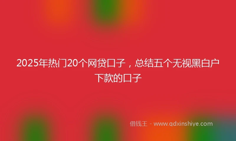 2025年热门20个网贷口子，总结五个无视黑白户下款的口子