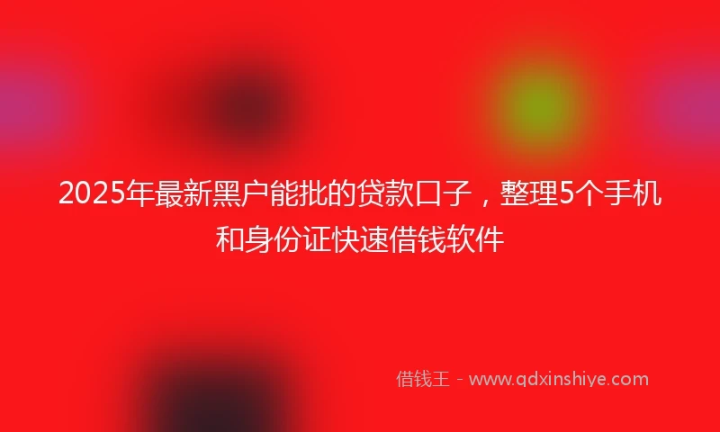 2025年最新黑户能批的贷款口子，整理5个手机和身份证快速借钱软件