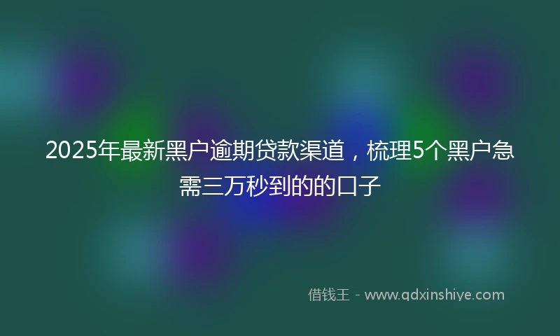 2025年最新黑户逾期贷款渠道，梳理5个黑户急需三万秒到的的口子