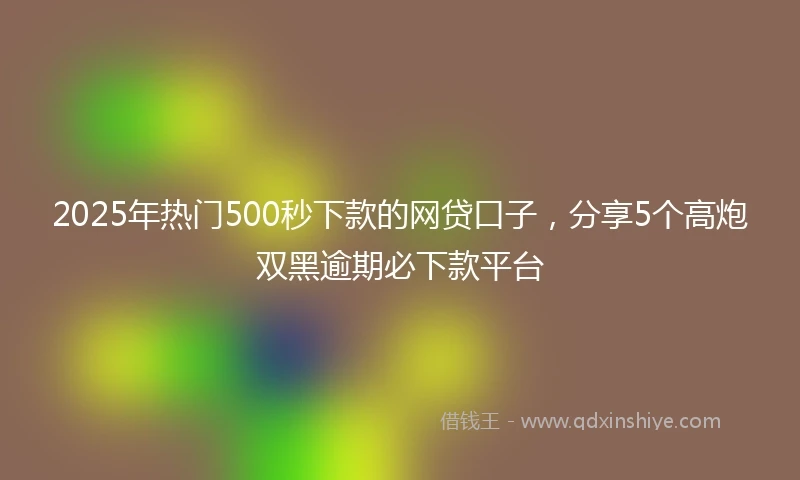 2025年热门500秒下款的网贷口子,分享5个高炮双黑逾期必下款平台