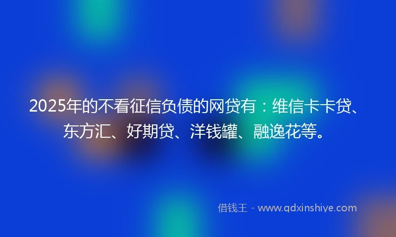 2025年的不看征信负债的网贷有:维信卡卡贷、东方汇、好期贷、洋钱罐、融逸花等。