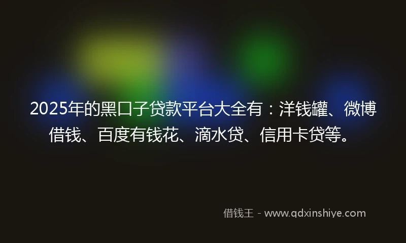 2025年的黑口子贷款平台大全有：洋钱罐、微博借钱、百度有钱花、滴水贷、信用卡贷等。
