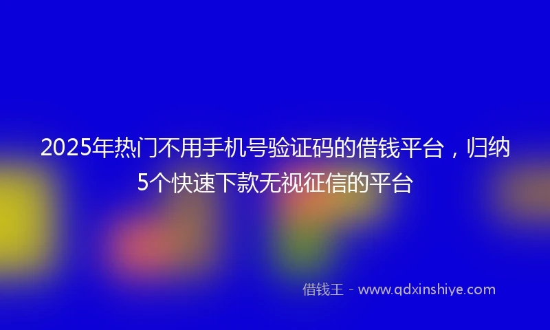 2025年热门不用手机号验证码的借钱平台，归纳5个快速下款无视征信的平台