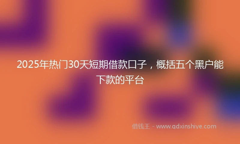 2025年热门30天短期借款口子，概括五个黑户能下款的平台