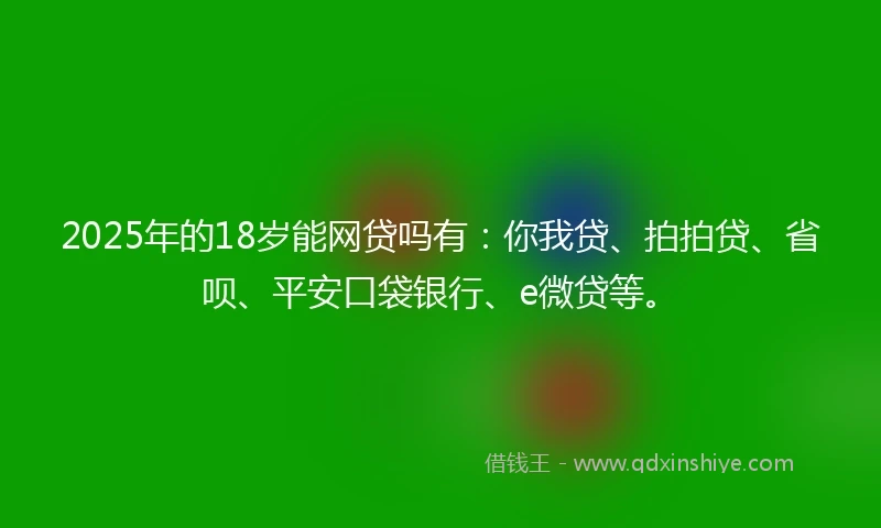 2025年的18岁能网贷吗有：你我贷、拍拍贷、省呗、平安口袋银行、e微贷等。
