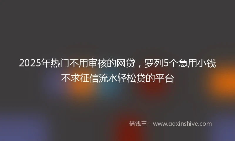 2025年热门不用审核的网贷,罗列5个急用小钱不求征信流水轻松贷的平台