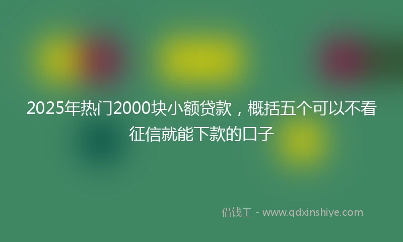 2025年热门2000块小额贷款，概括五个可以不看征信就能下款的口子