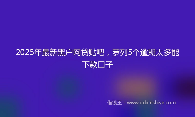 2025年最新黑户网贷贴吧，罗列5个逾期太多能下款口子