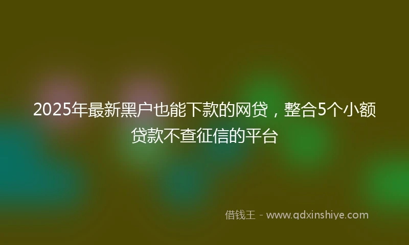 2025年最新黑户也能下款的网贷,整合5个小额贷款不查征信的平台