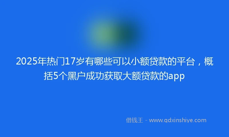 2025年热门17岁有哪些可以小额贷款的平台，概括5个黑户成功获取大额贷款的app