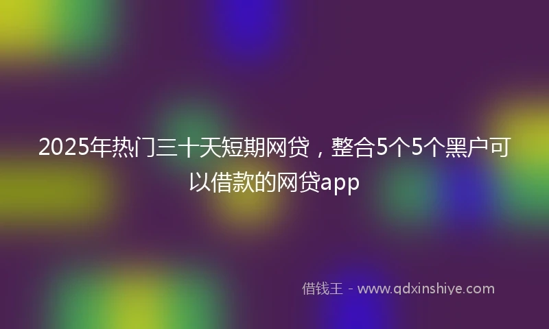 2025年热门三十天短期网贷，整合5个5个黑户可以借款的网贷app