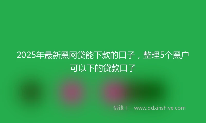 2025年最新黑网贷能下款的口子，整理5个黑户可以下的贷款口子