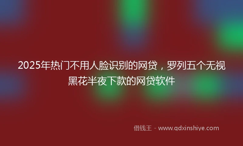 2025年热门不用人脸识别的网贷，罗列五个无视黑花半夜下款的网贷软件