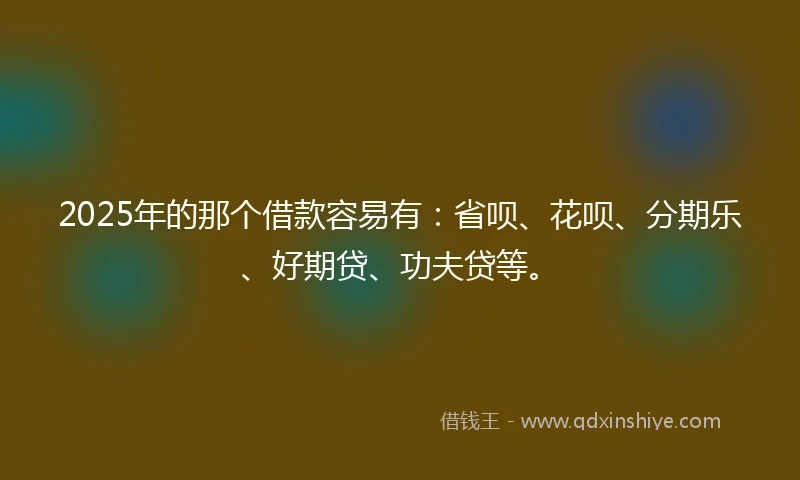 2025年的那个借款容易有：省呗、花呗、分期乐、好期贷、功夫贷等。