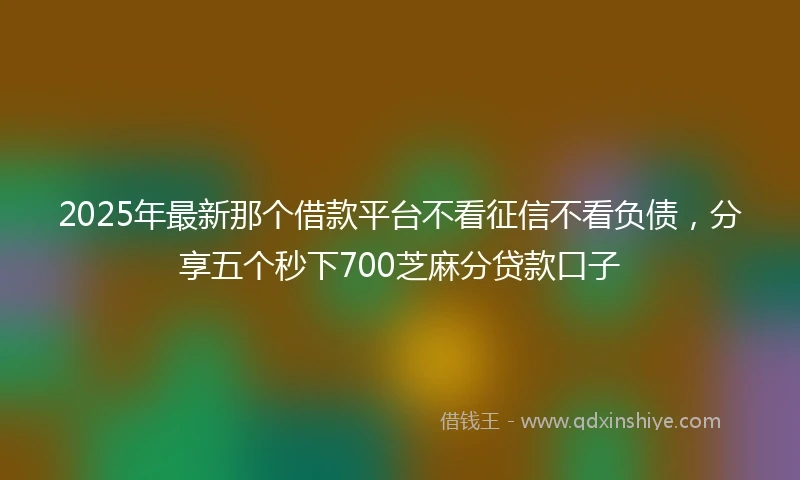 2025年最新那个借款平台不看征信不看负债，分享五个秒下700芝麻分贷款口子
